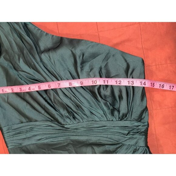 LEENA For Mac Duggal Emerald One-Shoulder Satin Ruffle Cocktail Dress Size 6 Wom - Picture 7 of 9